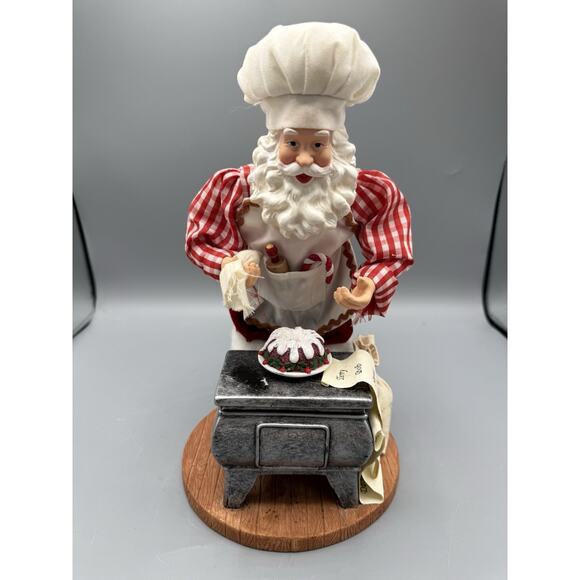 Santa Chef Baker Figurine with Stove Christmas Holiday Decor 11” - Picture 1 of 7